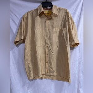 Ferruche Men's Yellow Checkered Button Down Shirt large